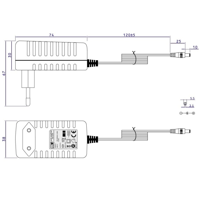 Rysunek techniczny zasilacza EB0909